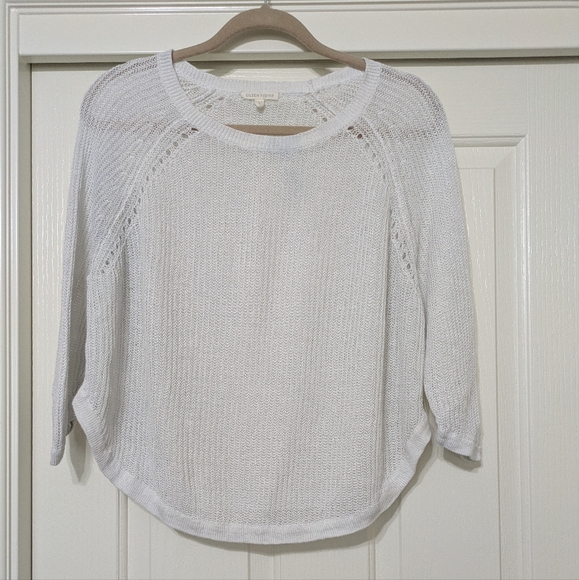 EILEEN FISHER 100% Linen White See Through Sweater Women's Medium - Picture 1 of 9